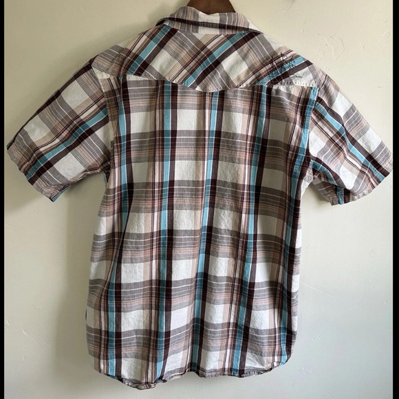 ▶️ Patagonia Embroidered Plaid THREE TREES Shirt Mens S Button Up Organic Cotton - Picture 4 of 10